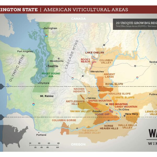 map of Washington state showing its AVAs.